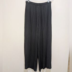 Babette SF Black Grey Pleated Accordion Pants Elastic Waist Pull On Wide Leg XS